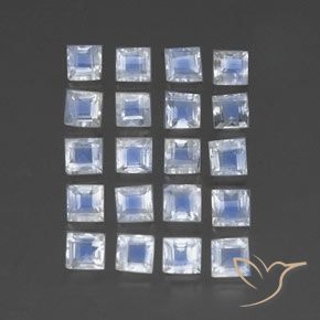 2.79 ct natürliche Bläulich-weiß Regenbogenmondstein-Edelsteine, Quadrat, Transparent