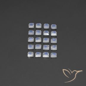 3.42 ct natürliche Bläulich-weiß Regenbogenmondstein-Edelsteine, Quadrat, Transparent