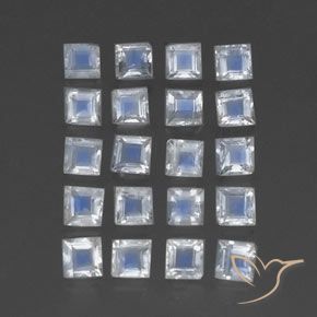 2.49 ct natürliche Bläulich-weiß Regenbogenmondstein-Edelsteine, Quadrat, Transparent