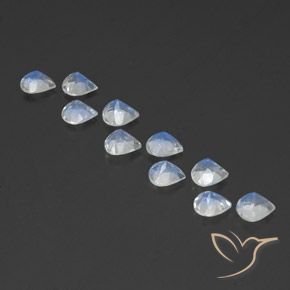 3.30 ct natürliche Bläulich-weiß Regenbogenmondstein-Edelsteine, Birnenform, Transparent