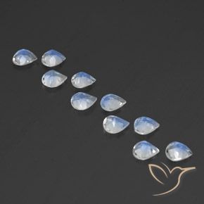 2.85 ct natürliche Bläulich-weiß Regenbogenmondstein-Edelsteine, Birnenform, Transparent