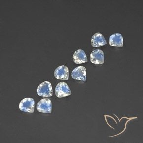 3.18 ct natürliche Bläulich-weiß Regenbogenmondstein-Edelsteine, Birnenform, Transparent