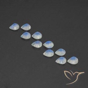 3.71 ct natürliche Bläulich-weiß Regenbogenmondstein-Edelsteine, Birnenform, Transparent