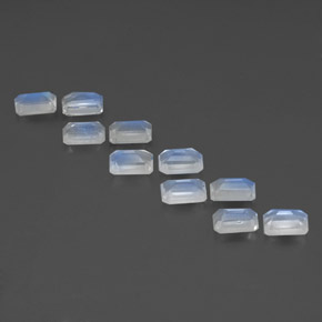  ct natürliche weißer Regenbogen-Mondstein-Edelsteine, Smaragdschliff, Transparent