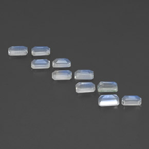  ct natürliche weißer Regenbogen-Mondstein-Edelsteine, Smaragdschliff, Transparent