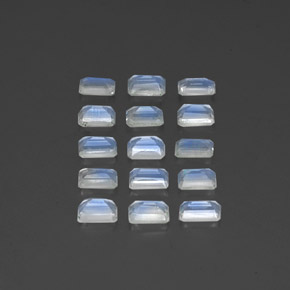  ct natürliche weißer Regenbogen-Mondstein-Edelsteine, Smaragdschliff, Transparent