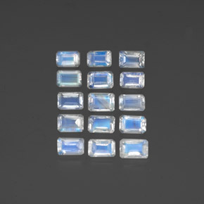  ct natürliche weißer Regenbogen-Mondstein-Edelsteine, Smaragdschliff, Transparent