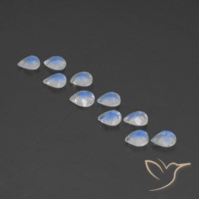 2.85 ct natürliche Bläulich-weiß Regenbogenmondstein-Edelsteine, Birnenform, Transparent