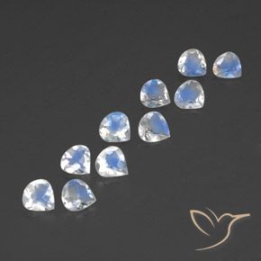 3.13 ct natürliche Bläulich-weiß Regenbogenmondstein-Edelsteine, Birnenform, Transparent