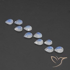 3.13 ct natürliche Bläulich-weiß Regenbogenmondstein-Edelsteine, Birnenform, Transparent