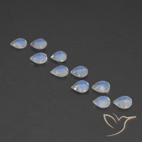 3.16 ct natürliche Bläulich-weiß Regenbogenmondstein-Edelsteine, Birnenform, Transparent