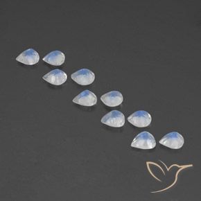 3.18 ct natürliche Bläulich-weiß Regenbogenmondstein-Edelsteine, Birnenform, Transparent