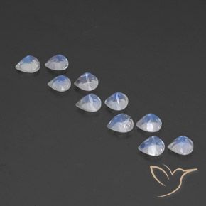 3.78 ct natürliche Bläulich-weiß Regenbogenmondstein-Edelsteine, Birnenform, Transparent