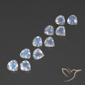 3.14 ct natürliche Bläulich-weiß Regenbogenmondstein-Edelsteine, Birnenform, Transparent