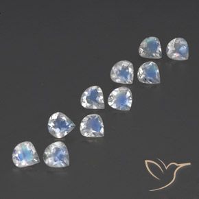 3.12 ct natürliche Bläulich-weiß Regenbogenmondstein-Edelsteine, Birnenform, Transparent