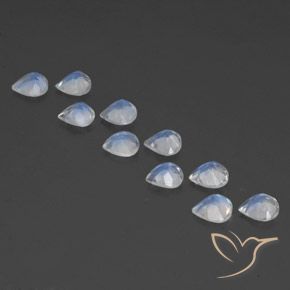 3.12 ct natürliche Bläulich-weiß Regenbogenmondstein-Edelsteine, Birnenform, Transparent