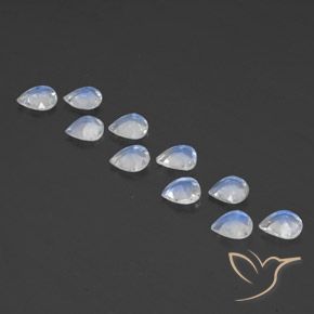 2.73 ct natürliche Bläulich-weiß Regenbogenmondstein-Edelsteine, Birnenform, Transparent