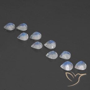 3.37 ct natürliche Bläulich-weiß Regenbogenmondstein-Edelsteine, Birnenform, Transparent
