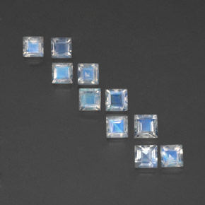 3,69 ct natürliche blauer Regenbogen-Mondstein-Edelsteine, Quadrat, Transparent