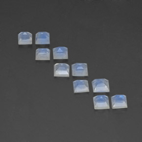 3,69 ct natürliche blauer Regenbogen-Mondstein-Edelsteine, Quadrat, Transparent