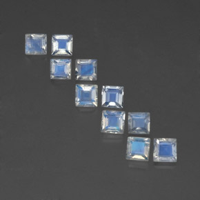  ct natürliche weißer Regenbogen-Mondstein-Edelsteine, Quadrat, Transparent