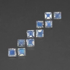  ct natürliche weißer Regenbogen-Mondstein-Edelsteine, Quadrat, Transparent