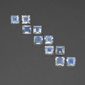  ct natürliche weißer Regenbogen-Mondstein-Edelsteine, Quadrat, Transparent