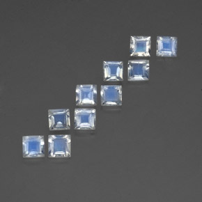  ct natürliche weißer Regenbogen-Mondstein-Edelsteine, Quadrat, Transparent