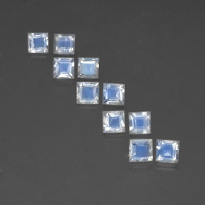  ct natürliche weißer Regenbogen-Mondstein-Edelsteine, Quadrat, Transparent