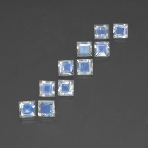  ct natürliche weißer Regenbogen-Mondstein-Edelsteine, Quadrat, Transparent