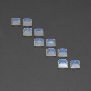  ct natürliche weißer Regenbogen-Mondstein-Edelsteine, Quadrat, Transparent