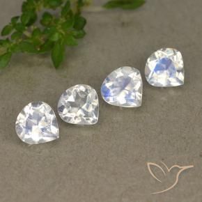 1,61 ct natürliche weißer Regenbogen-Mondstein-Edelsteine, Birnenform, Transparent