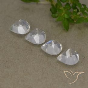 1,61 ct natürliche weißer Regenbogen-Mondstein-Edelsteine, Birnenform, Transparent