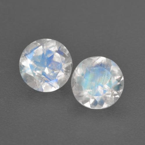 1,39 ct natürliche weißer Regenbogen-Mondstein-Edelsteine, Rundschliff, Transparent