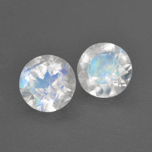 1,39 ct natürliche weißer Regenbogen-Mondstein-Edelsteine, Rundschliff, Transparent