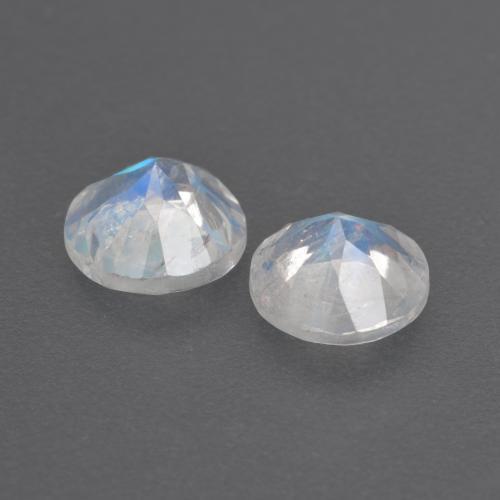 1,39 ct natürliche weißer Regenbogen-Mondstein-Edelsteine, Rundschliff, Transparent