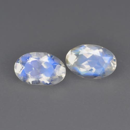 0,79 ct natürliche weißer Regenbogen-Mondstein-Edelsteine, Oval Schliff, Transparent
