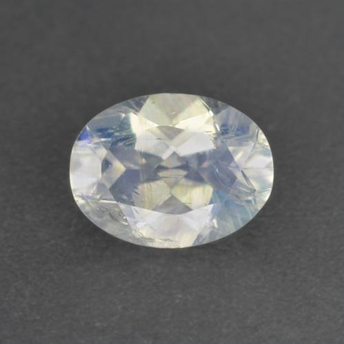 0,92 ctw natürlicher weißer Regenbogen-Mondstein, Oval Schliff, Transparent