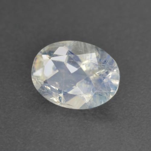 0,92 ctw natürlicher weißer Regenbogen-Mondstein, Oval Schliff, Transparent