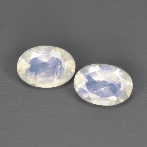 1,43 ct natürliche weißer Regenbogen-Mondstein-Edelsteine, Oval Schliff, Transparent