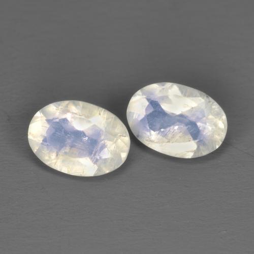 1,43 ct natürliche weißer Regenbogen-Mondstein-Edelsteine, Oval Schliff, Transparent