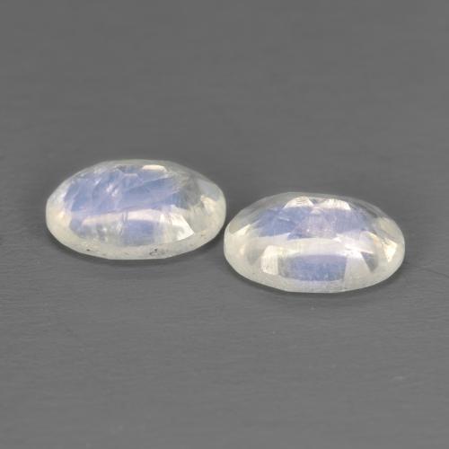1,43 ct natürliche weißer Regenbogen-Mondstein-Edelsteine, Oval Schliff, Transparent