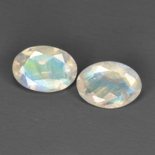 1,40 ct natürliche weißer Regenbogen-Mondstein-Edelsteine, Oval Schliff, Transparent
