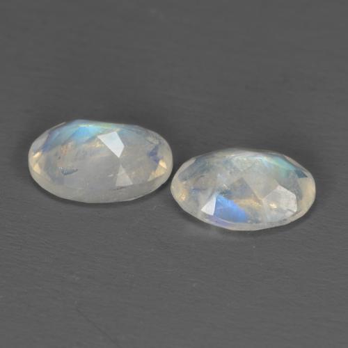 1,40 ct natürliche weißer Regenbogen-Mondstein-Edelsteine, Oval Schliff, Transparent