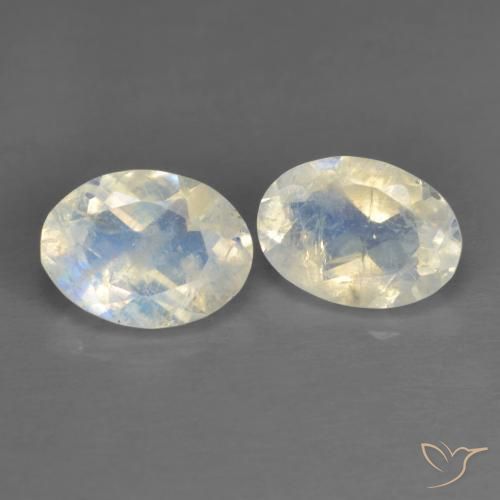 1,45 ct natürliche weißer Regenbogen-Mondstein-Edelsteine, Oval Schliff, Transparent