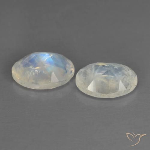 1,45 ct natürliche weißer Regenbogen-Mondstein-Edelsteine, Oval Schliff, Transparent