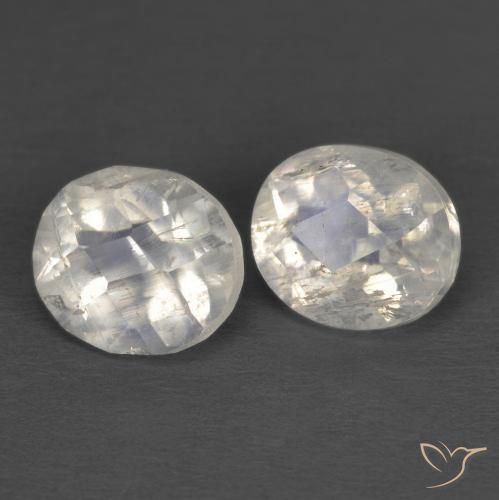 2.39 ct natürliche Bläulich-weiß Regenbogenmondstein-Edelsteine, Oval, Transparent