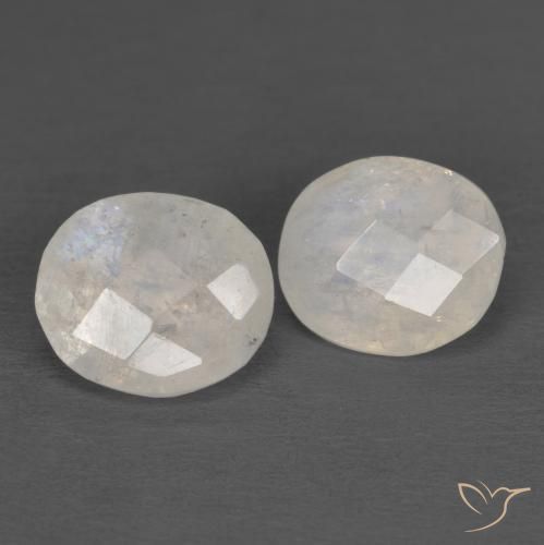 2.14 ct natürliche Bläulich-weiß Regenbogenmondstein-Edelsteine, Oval, Lichtdurchlässig