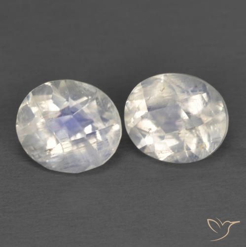 2.29 ct natürliche Bläulich-weiß Regenbogenmondstein-Edelsteine, Oval, Transparent