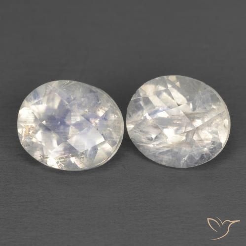 2.33 ct natürliche Bläulich-weiß Regenbogenmondstein-Edelsteine, Oval, Transparent